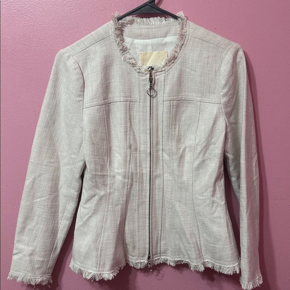Rebecca Taylor Cream Zip-Up Jacket women's Size 2